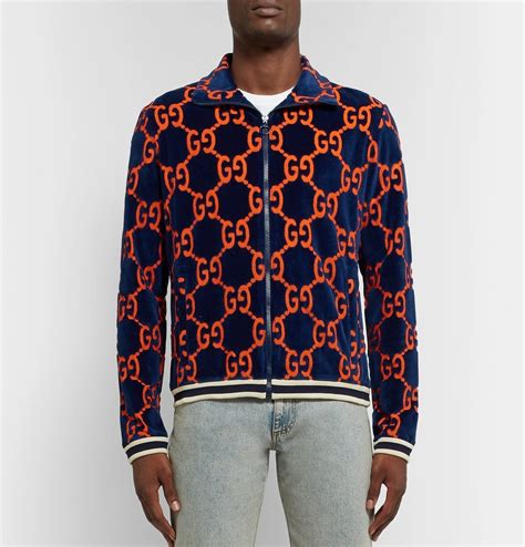 gucci cotton devoré-velvet track jacket|net a porter Gucci coats.